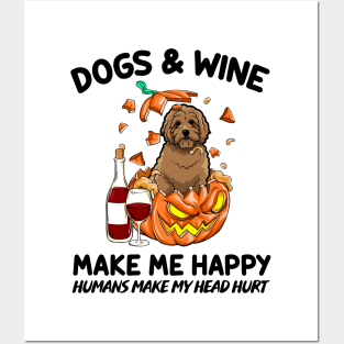 Doodle & Wine Make Me Happy Humans Make My Head Hurt T-shirt Posters and Art